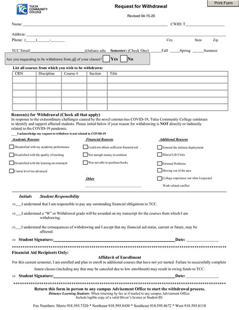 Fill - Free fillable forms: Tulsa Community College