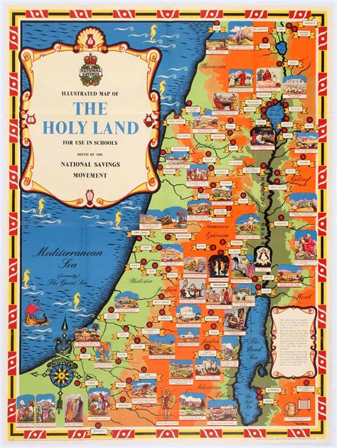 VINTAGE ISRAELI POSTERS | Vintage Map – Travel Poster Holy Land Israel 1951