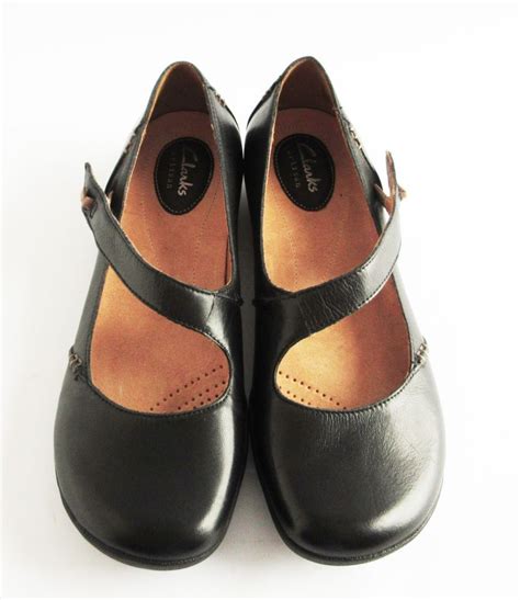 Clarks Black Leather Mary Janes Comfort Shoes Flats Size 39.5/8.5 | Leather mary janes ...