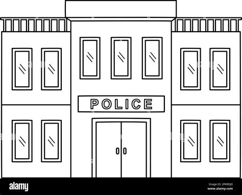 Police Station Isolated Coloring Page for Kids Stock Vector Image & Art ...