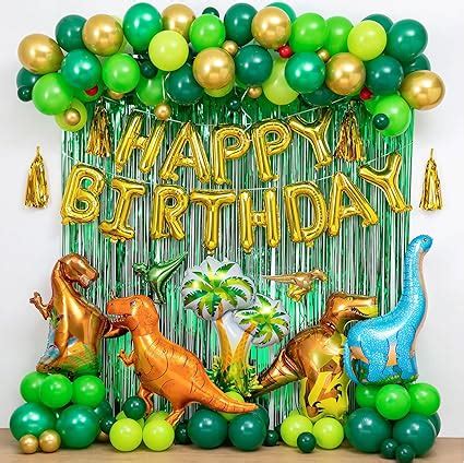 Amazon.com: LFVIK Dinosaur Birthday Party Decorations&Balloons Arch Garland Kit(Gold,Green ...