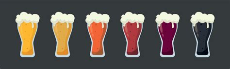 Set of 6 glasses of different types of beer - Vector 11765931 Vector ...