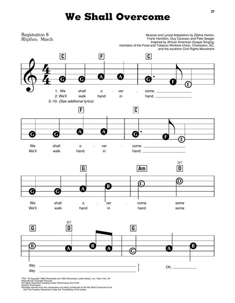 We Shall Overcome Sheet Music | Pete Seeger | E-Z Play Today