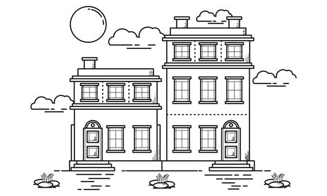 House Building Outline Design for Drawing Book Style five 3221387 ...