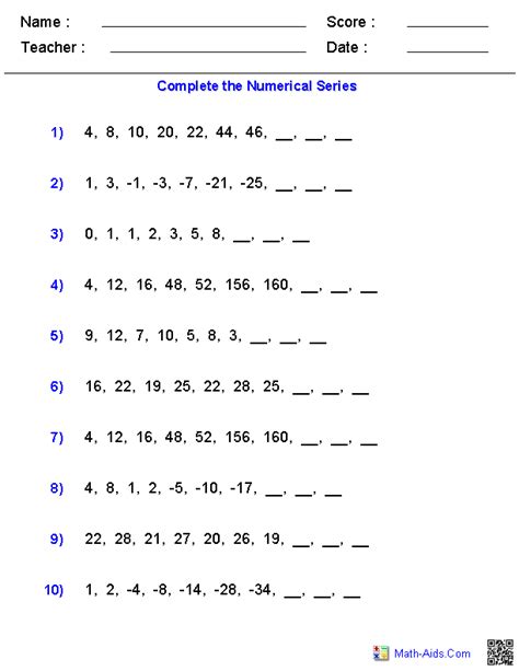 Patterns Worksheets | Dynamically Created Patterns Worksheets