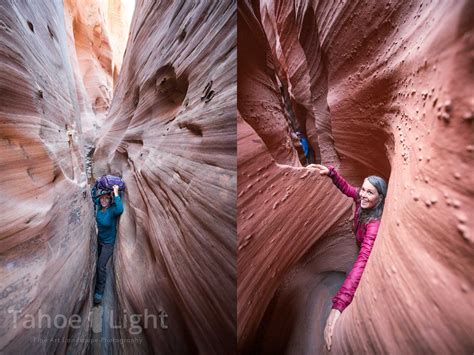 Spooky Gulch slot Canyon Staircase Escalante woman