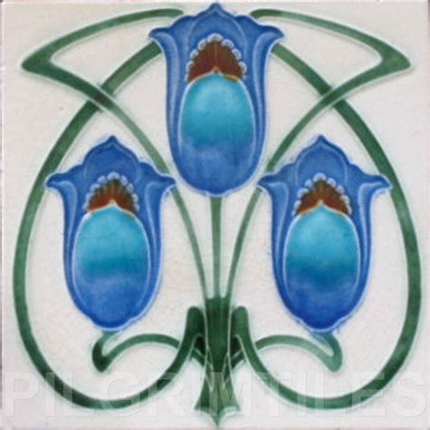 Art Nouveau Stylised Flower ceramic or porcelain tiles ref an 65 ~ Pilgrim Tiles