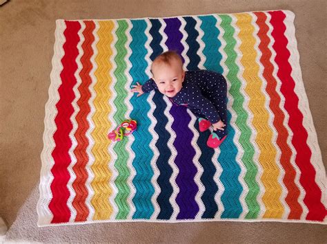 Rainbow ripple baby blanket : r/crochet