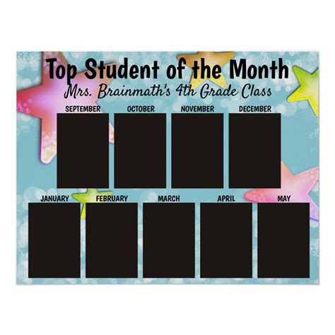 Top student of the month classroom photo display poster | Zazzle | Student of the month ...