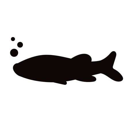 Black silhouette fish icon isolated on white background. Sea animal shape the underworld and ...