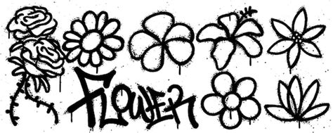 Premium Vector | Set flower graffiti spray paint Collection of rose ...