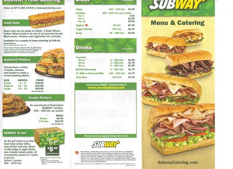 subway menu prices