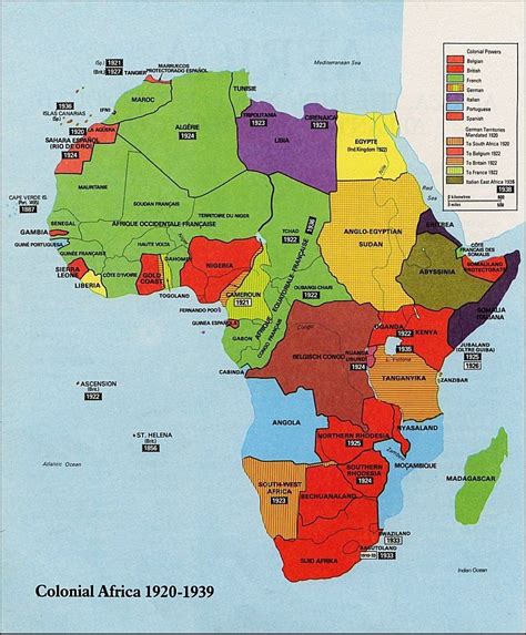 The map in the picture shows Colonial Africa from 1920-1939. It shows that the French owned the ...