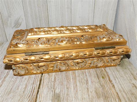 Vintage Ornate Gold Jewelry Box Vintage Gold Box Ornate Gold - Etsy