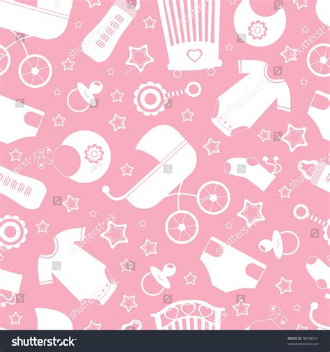 Pink Baby Shower Seamless Background Stock Vector (Royalty Free ...