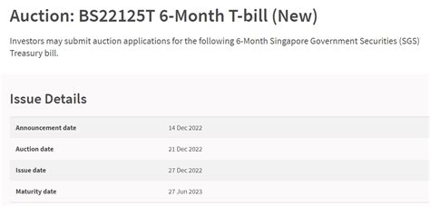 New 6-Month Singapore T-Bill in End-December 2022 Still at an ...