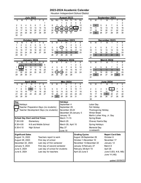 Houston Independent School District Calendar 2023-2024 PDF