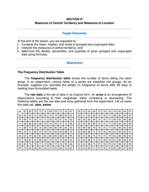 The Frequency Distribution Table - Docsity