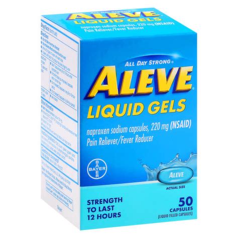 Aleve Pain Reliever/Fever Reducer, 220 mg, Liquid Gels, Capsules