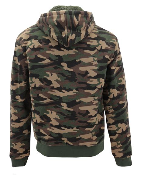 Men's Camo Sherpa Hoodie Zip Up Athletic Army Fleece Hunting Sweater Jacket | eBay