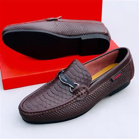 Clarks Leather Scale Design Executive Brown Loafers Shoes for Men ...