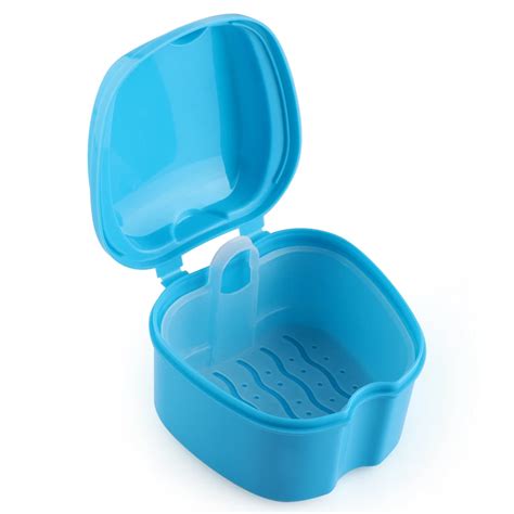 Oral Care Portable Denture Box With Hanging Net Container Denture Case False Teeth Storage ...