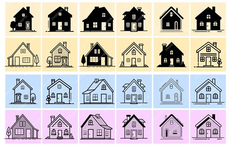 Premium Vector | Big set of house vector house silhouette set home graphic bundle collection