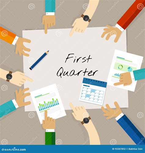 First Quarter Business Report Target Corporate Financial Result Stock Vector - Illustration of ...