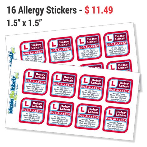 Allergy Label | Allergy Sticker | IdentaMe Labels