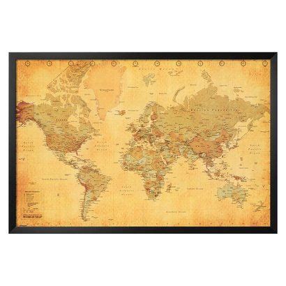 World domination... Framed vintage World Map Retro Poster, Vintage World Map Poster, Framed ...