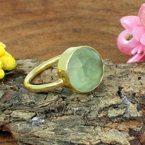 Prehnite Gemstone Sterling Silver Ring Handmade Solid 925 | Etsy