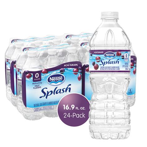 NESTLE SPLASH Water, Acai Grape Flavor, 16.9 FL OZ Plastic Bottles (24 ...