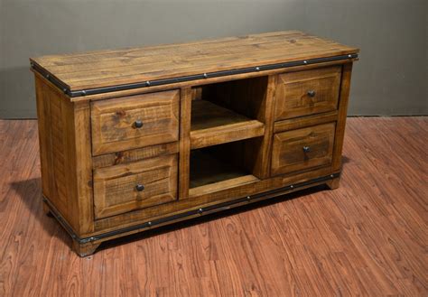 Rustic Style Solid Wood TV Stand / Media Console with four