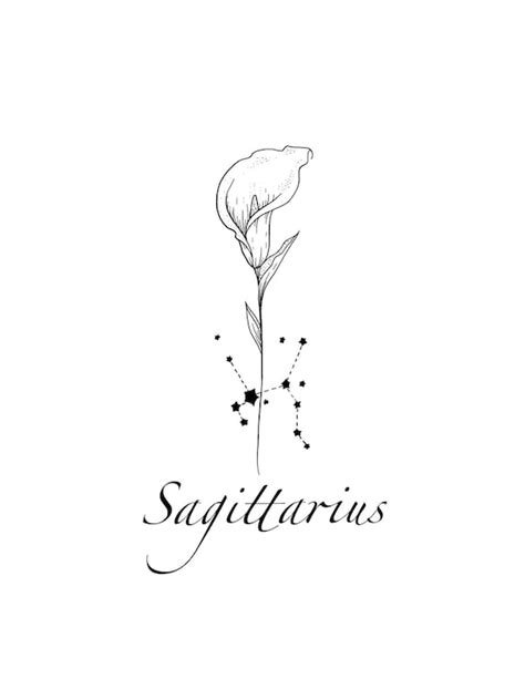 Sagittarius Constellation Tattoo Cala Lily Flower Tattoo | Etsy