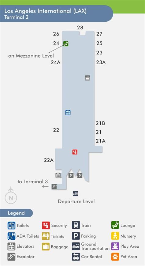 Lax terminal 2 map - Lax map terminal 2 (California - USA)