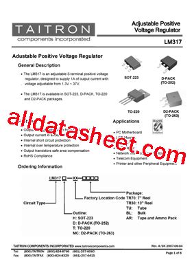 LM317 Datasheet(PDF) - TAITRON Components Incorporated