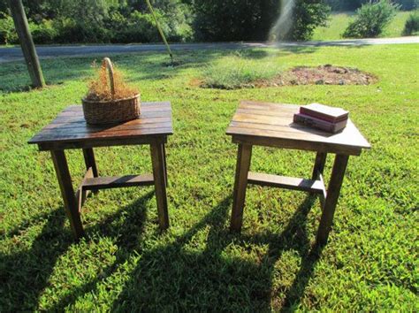 2 Solid Wood End Tables, Reclaimed Wood, Rustic Tables, Side Table, Bedside Table, Wood Table ...