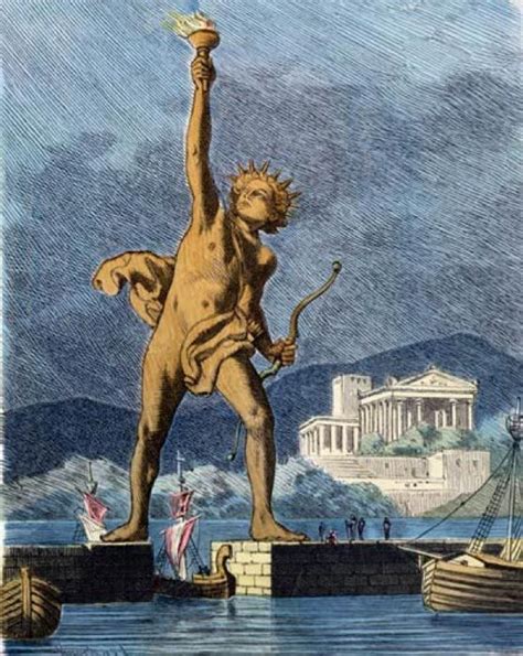 ‘The Colossus of Rhodes straddling over the harbor’ (1886) painting by ...