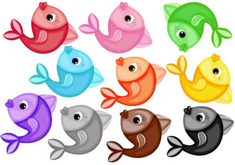 Colorful Fish Stickers | Free Printable Papercraft Templates