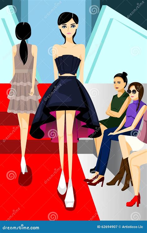 Fashion Model Walking on Runway Show Stock Vector - Illustration of ...