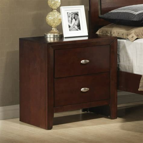 Roundhill Gloria Brown Cherry Finish Wood 2 Drawers Nightstand - Walmart.com - Walmart.com