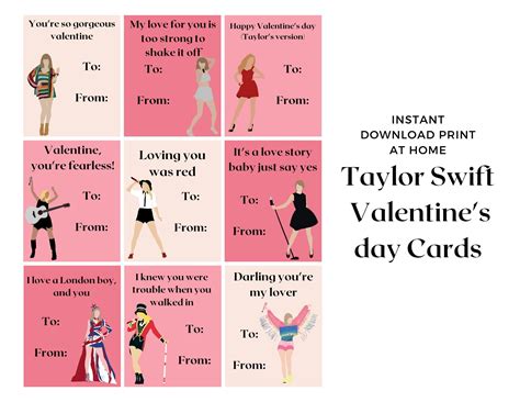 Taylor Swift Eras Instant Download Printable Valentines Day Cards, Kids ...