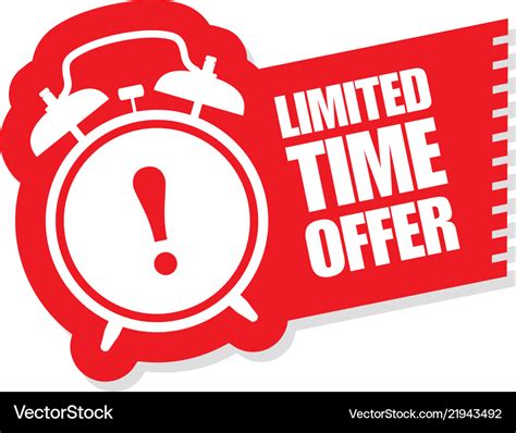 Limited time offer sticker - ringing alarm clock Vector Image