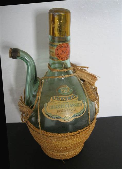 chianti bottles | Classic Chianti Bottle / Italy 1958 / Retro Bar, Raffia Basketry ... | Retro ...