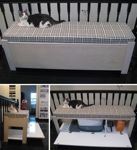 27 Useful DIY Solutions For Hiding The Litter Box | Casita para gatos, Baño para gatos, Arenero ...