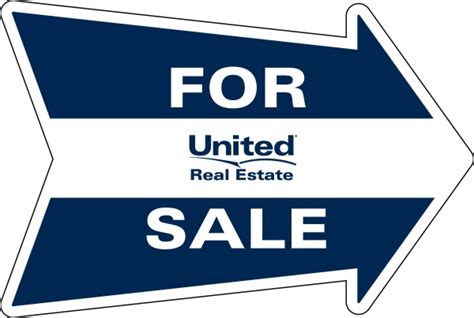 United Real Estate real estate for sale arrow sign panel, 4mm corrugated plastic 18"h x 24"w ...