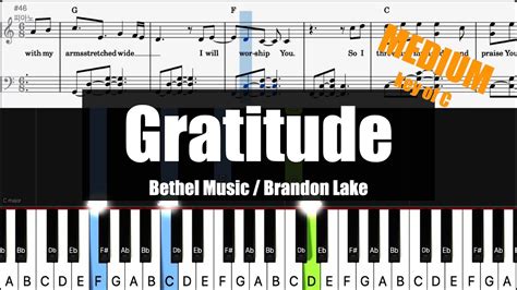 🎹Bethel Music / Brandon Lake - Gratitude (Key of C) | Sheet + Lyrics + Chords Piano Medium ...