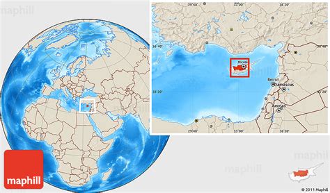 Shaded Relief Location Map of Nicosia