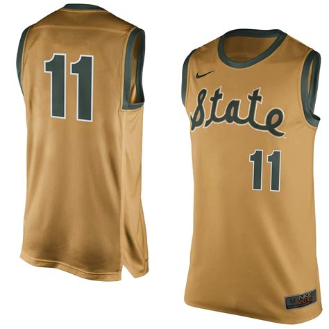 Nike Michigan State Spartans Gold No. 11 Authentic Basketball Jersey