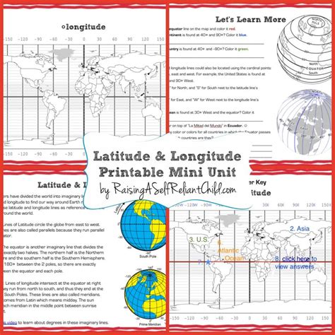 Free Printable Mini Unit Latitude and Longitude for Kids | 6th grade social studies, Social ...